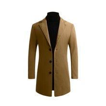 Load image into Gallery viewer, Autumn Winter Mens Brand Fleece blends Jacket Male Overcoat Casual Solid Slim collar coats Long cotton trench coat Streetwear