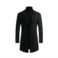 Load image into Gallery viewer, Autumn Winter Mens Brand Fleece blends Jacket Male Overcoat Casual Solid Slim collar coats Long cotton trench coat Streetwear