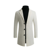 Load image into Gallery viewer, Autumn Winter Mens Brand Fleece blends Jacket Male Overcoat Casual Solid Slim collar coats Long cotton trench coat Streetwear