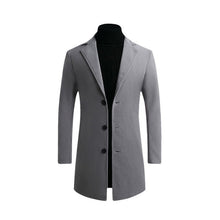 Load image into Gallery viewer, Autumn Winter Mens Brand Fleece blends Jacket Male Overcoat Casual Solid Slim collar coats Long cotton trench coat Streetwear