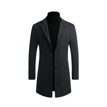 Load image into Gallery viewer, Autumn Winter Mens Brand Fleece blends Jacket Male Overcoat Casual Solid Slim collar coats Long cotton trench coat Streetwear