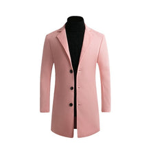 Load image into Gallery viewer, Autumn Winter Mens Brand Fleece blends Jacket Male Overcoat Casual Solid Slim collar coats Long cotton trench coat Streetwear