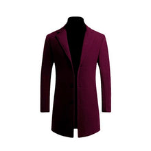 Load image into Gallery viewer, Autumn Winter Mens Brand Fleece blends Jacket Male Overcoat Casual Solid Slim collar coats Long cotton trench coat Streetwear