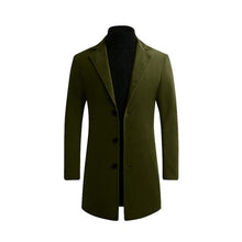 Load image into Gallery viewer, Autumn Winter Mens Brand Fleece blends Jacket Male Overcoat Casual Solid Slim collar coats Long cotton trench coat Streetwear