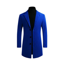 Load image into Gallery viewer, Autumn Winter Mens Brand Fleece blends Jacket Male Overcoat Casual Solid Slim collar coats Long cotton trench coat Streetwear
