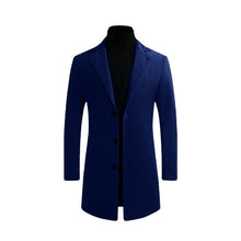 Load image into Gallery viewer, Autumn Winter Mens Brand Fleece blends Jacket Male Overcoat Casual Solid Slim collar coats Long cotton trench coat Streetwear